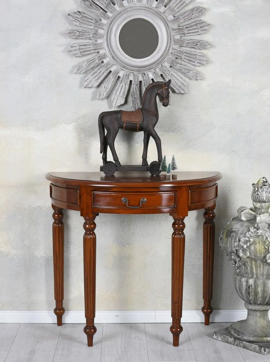 Solid Mahogany Console Table Semi-circular half mo - Image 3