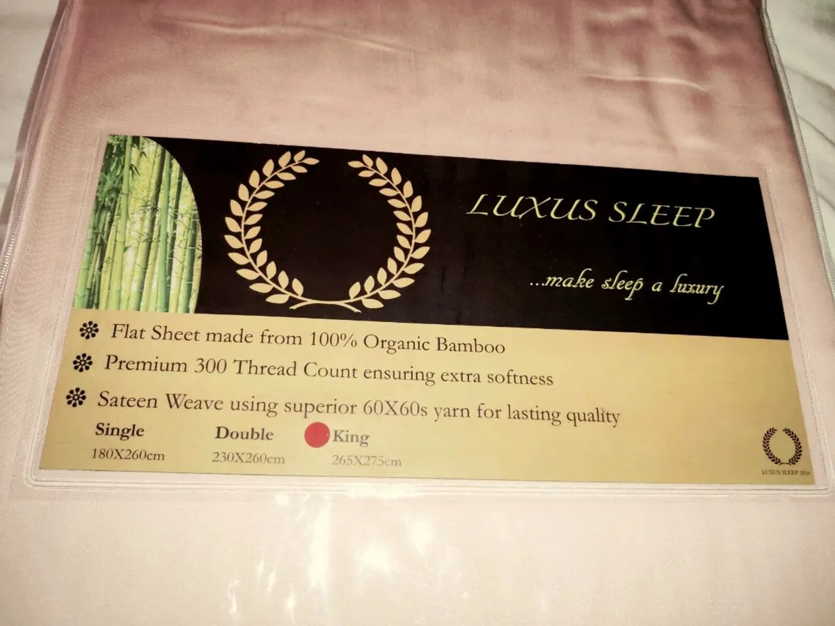 BAMBOO 100% SILKY SATIN, King Size Flat Sheet ! - Image 1