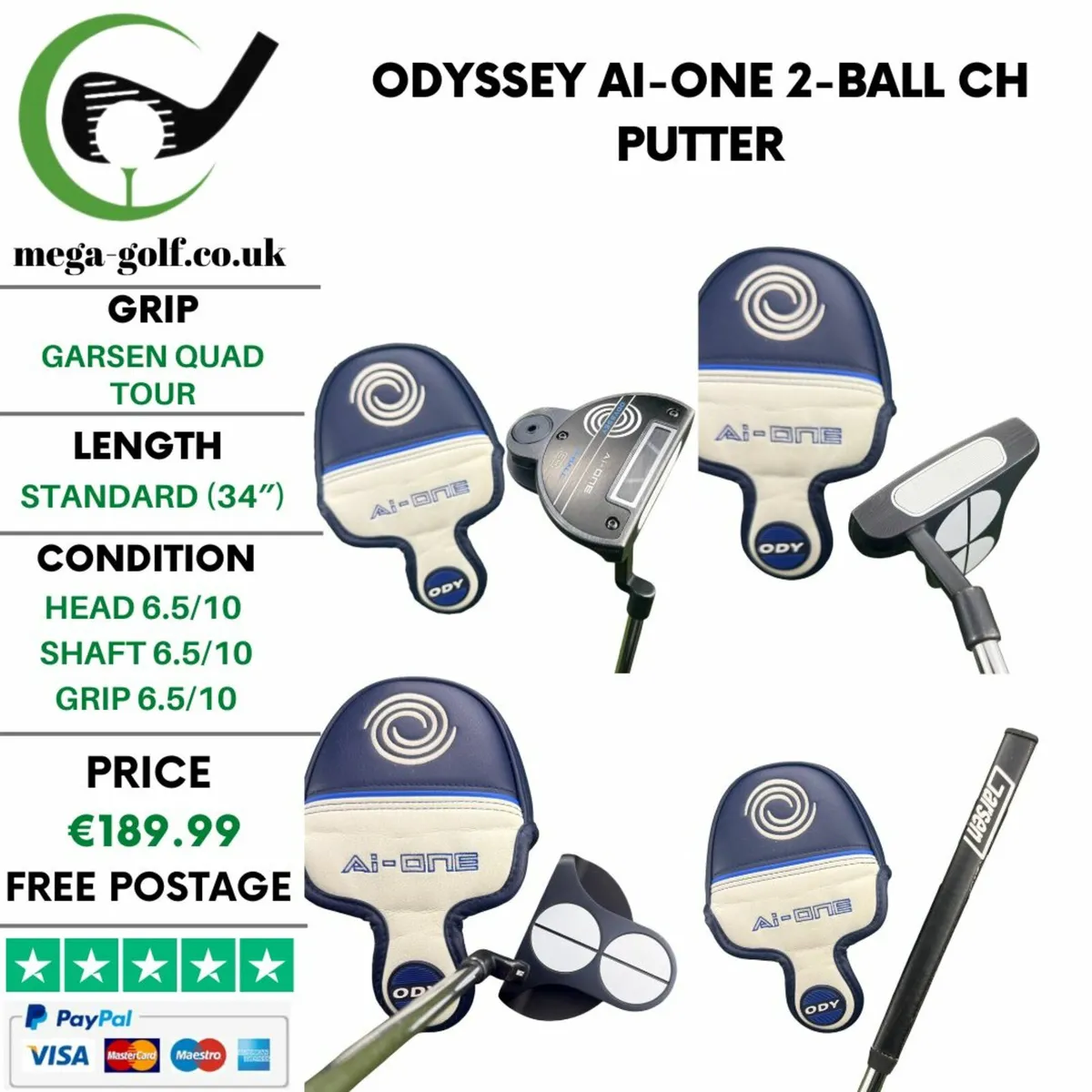 Odyssey Ai-One 2-Ball CH Putter / 34″ - Image 1