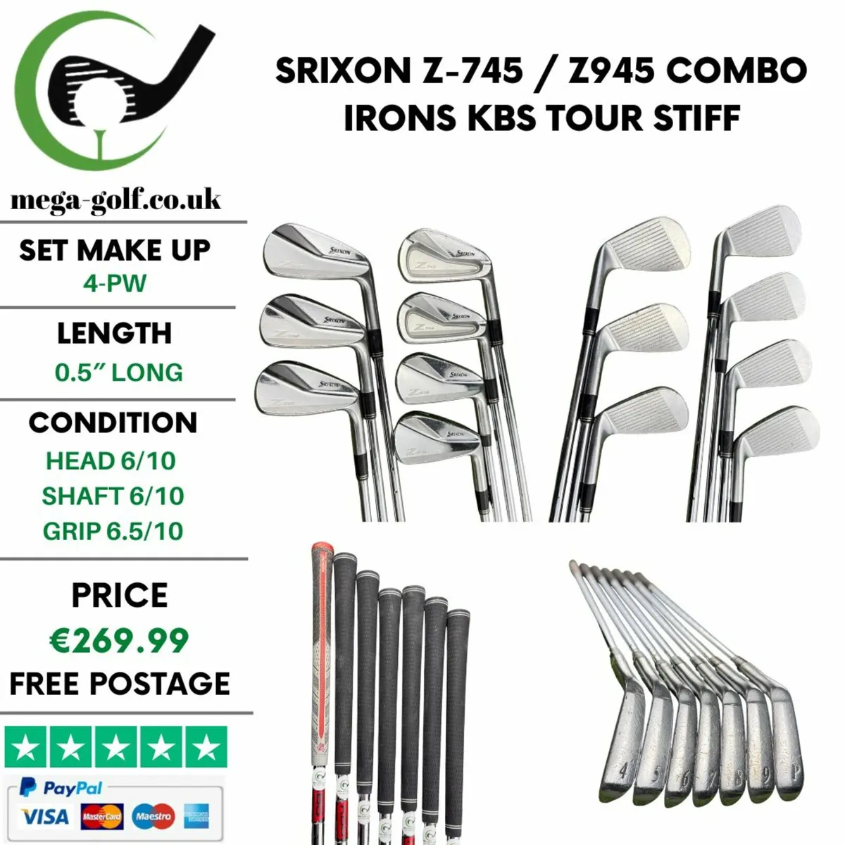 Srixon Z-745 / Z945 Combo Irons / 4-Pw / Stiff - Image 1