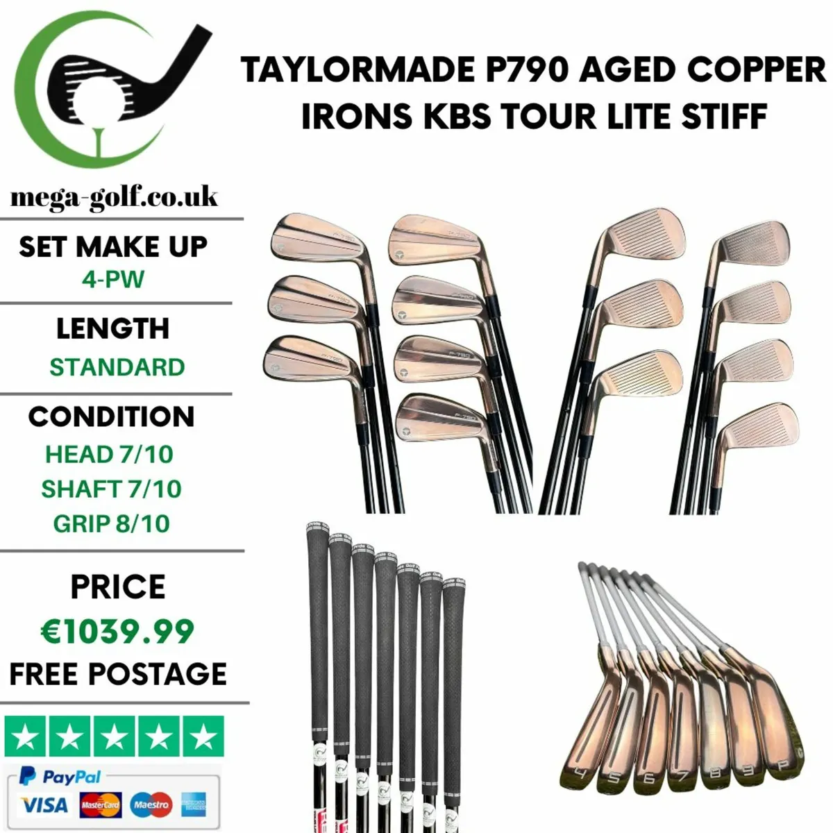Taylormade P790 Aged Copper Irons / 4-Pw / Stiff - Image 1