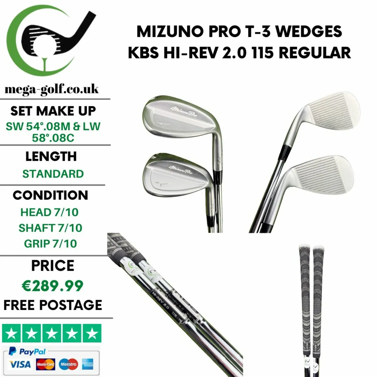 Mizuno Pro T-3 Wedges Sw 54°.08M & Lw 58°.08C - Image 1