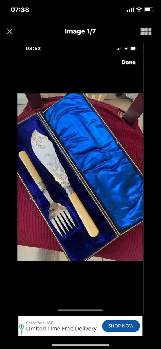 Antique Bone Handle Fish Servers - Image 1