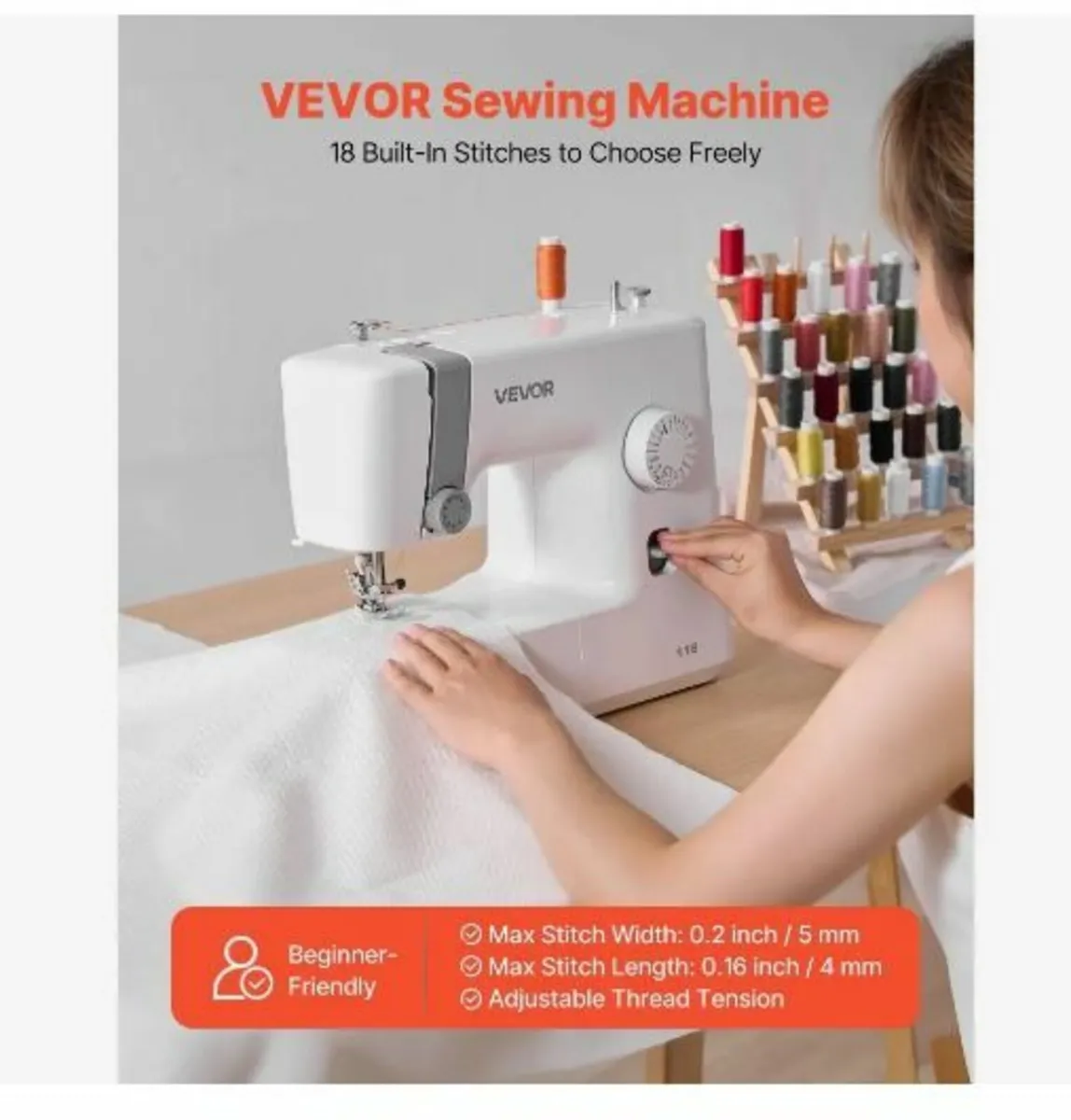 Sewing Machine, 18 Stitch Applications - Image 3