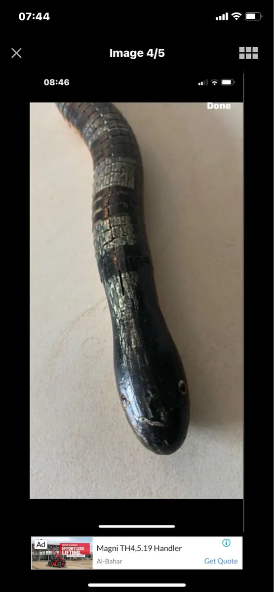 Hand Carved Movable Snake Sculpture - Image 4
