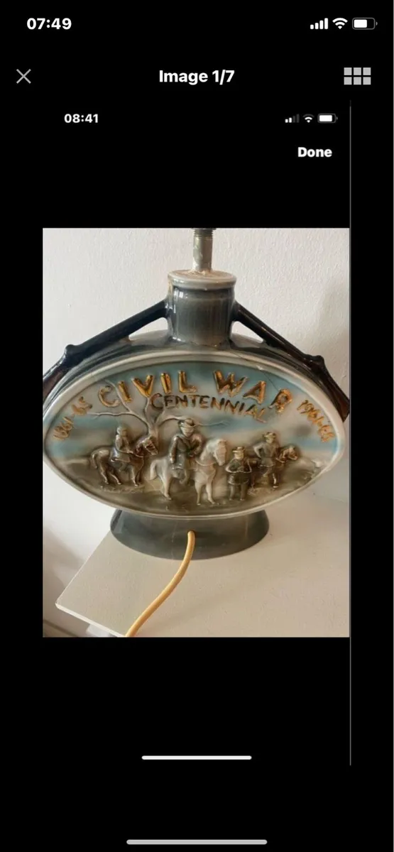 Vintage US Civil War Ceramic Decanter Lamp - Image 1