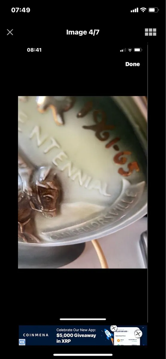 Vintage US Civil War Ceramic Decanter Lamp - Image 4