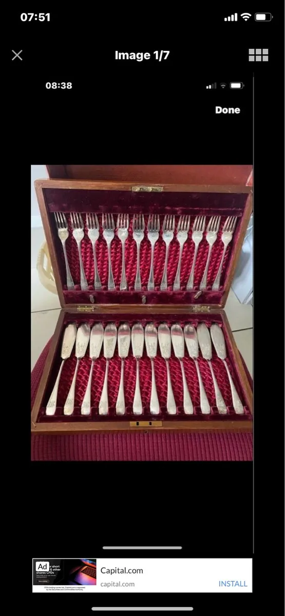 Antique 24 Piece Boxed Fish Set - Image 1
