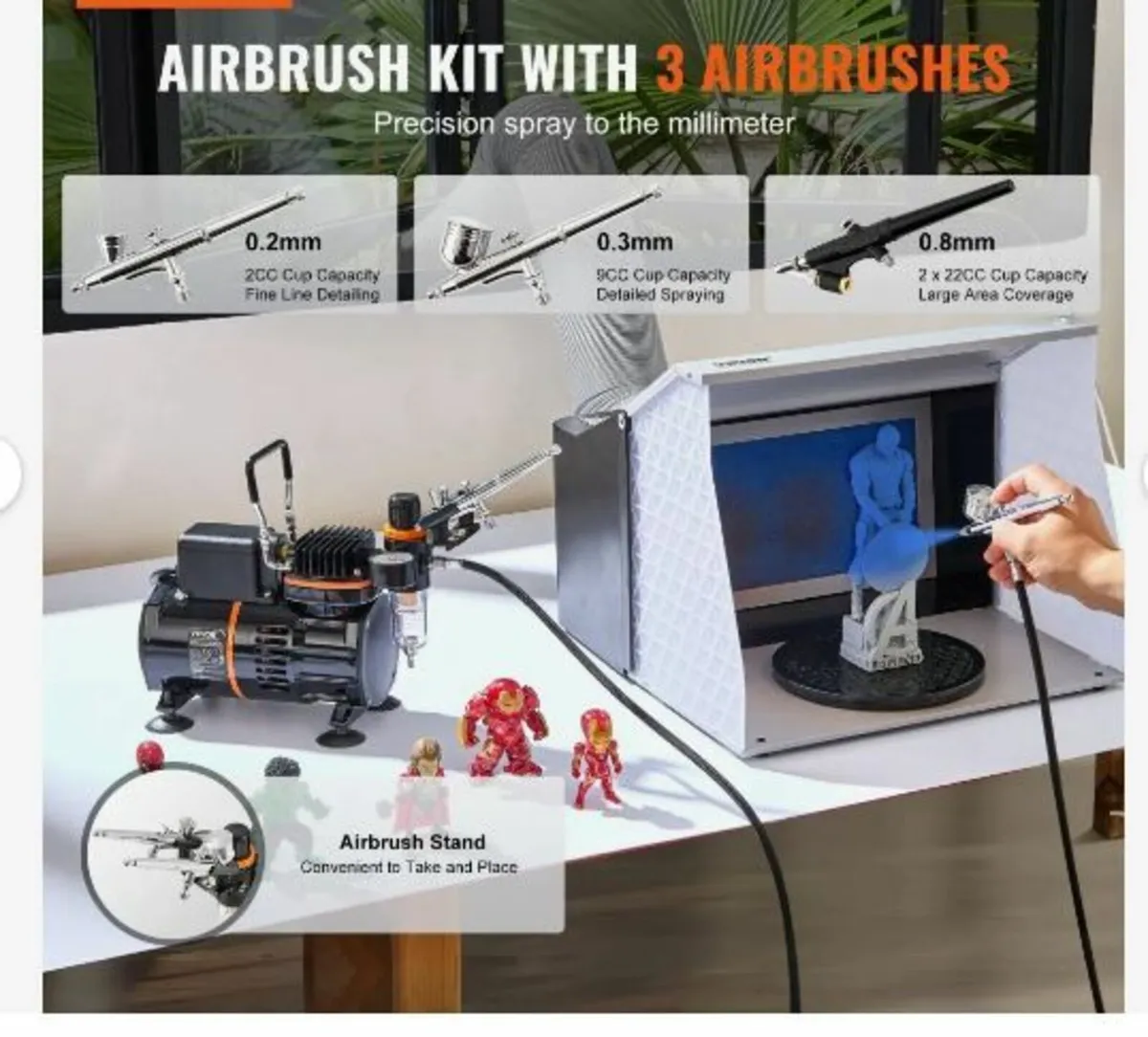Airbrush Kit, Dual Fan Air Compressor - Image 3