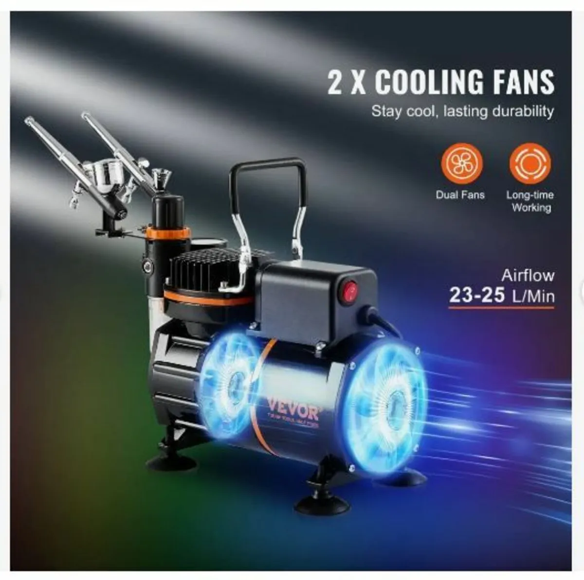 Airbrush Kit, Dual Fan Air Compressor - Image 4