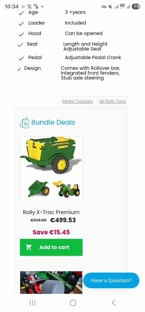 Kids Rolly John Deere Tractor, Trailer & Loader - Image 4
