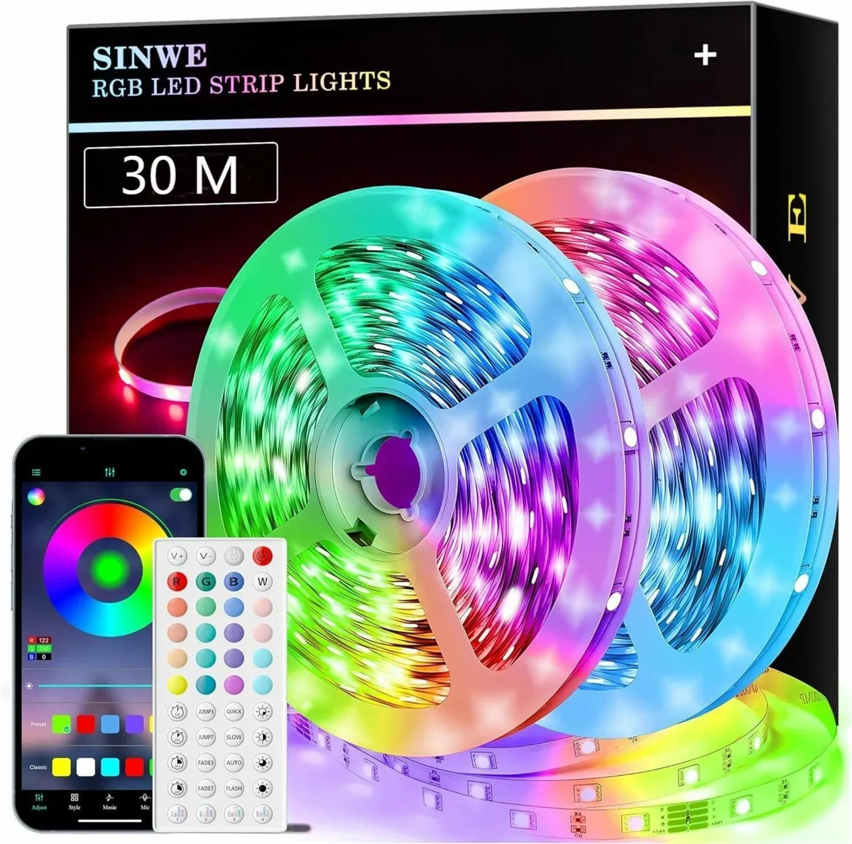 30M Led Strip Lights (2 Rolls of 15M) Bluetooth Sm