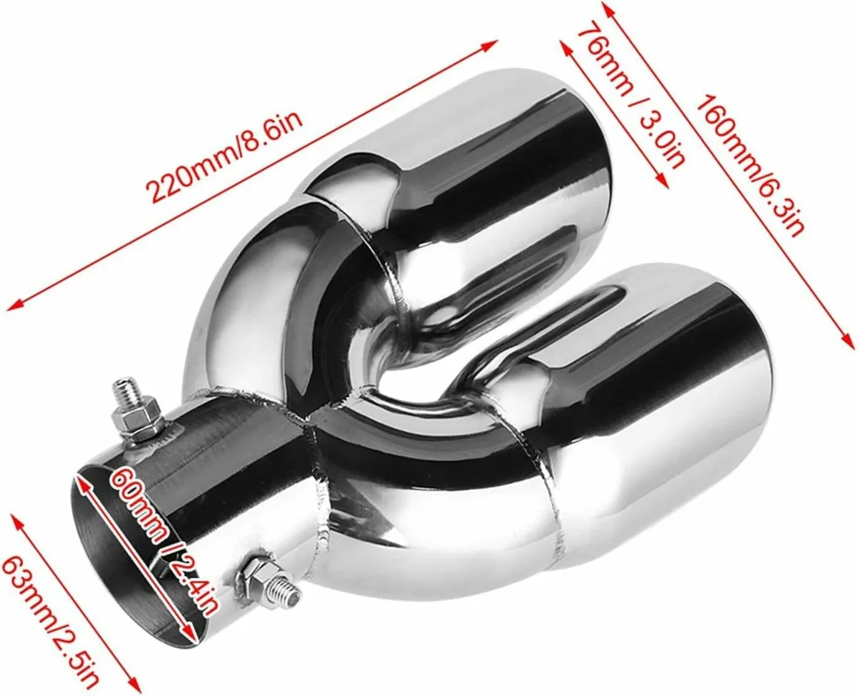 Dual Exhaust Tailpipe Muffler Stainless Steel End