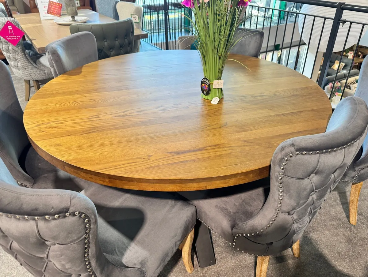 Round Oak Dining Table 150cm - Image 3