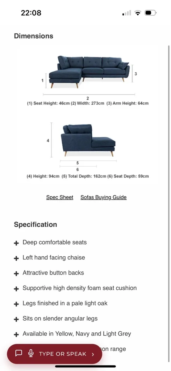 Navy sofa - Image 2