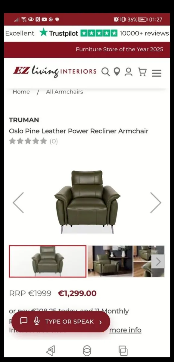 *CLEARANCE* Demo Leather Powered Recliner Armchair - Image 2