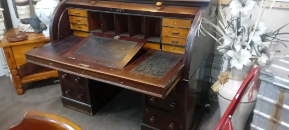 Original Victorian Era Roll Top Desk - Image 2