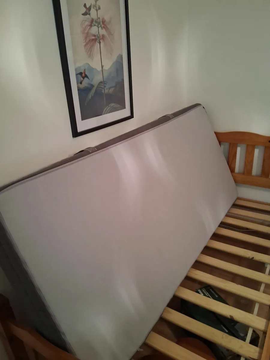 Ikea single mattress and pine bed - Image 2