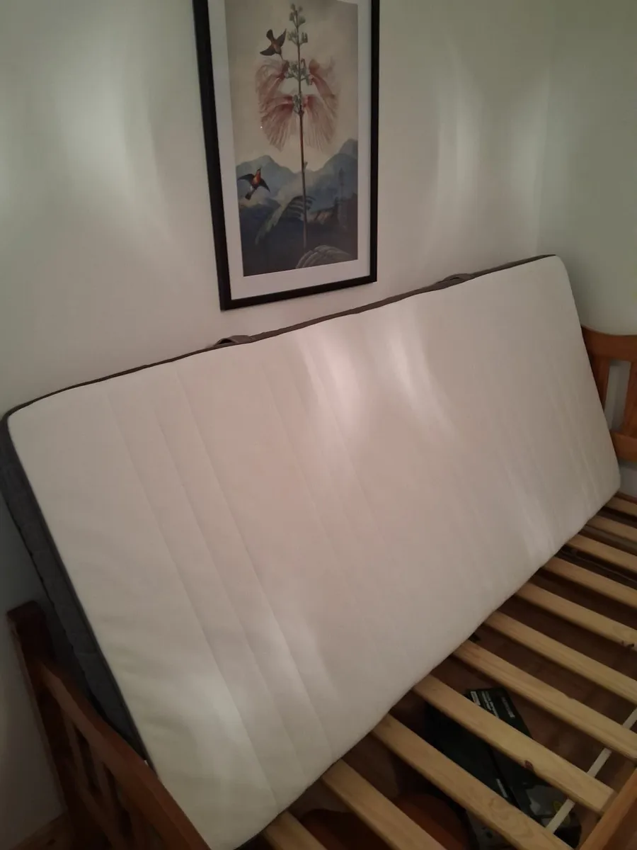 Ikea single mattress and pine bed - Image 3