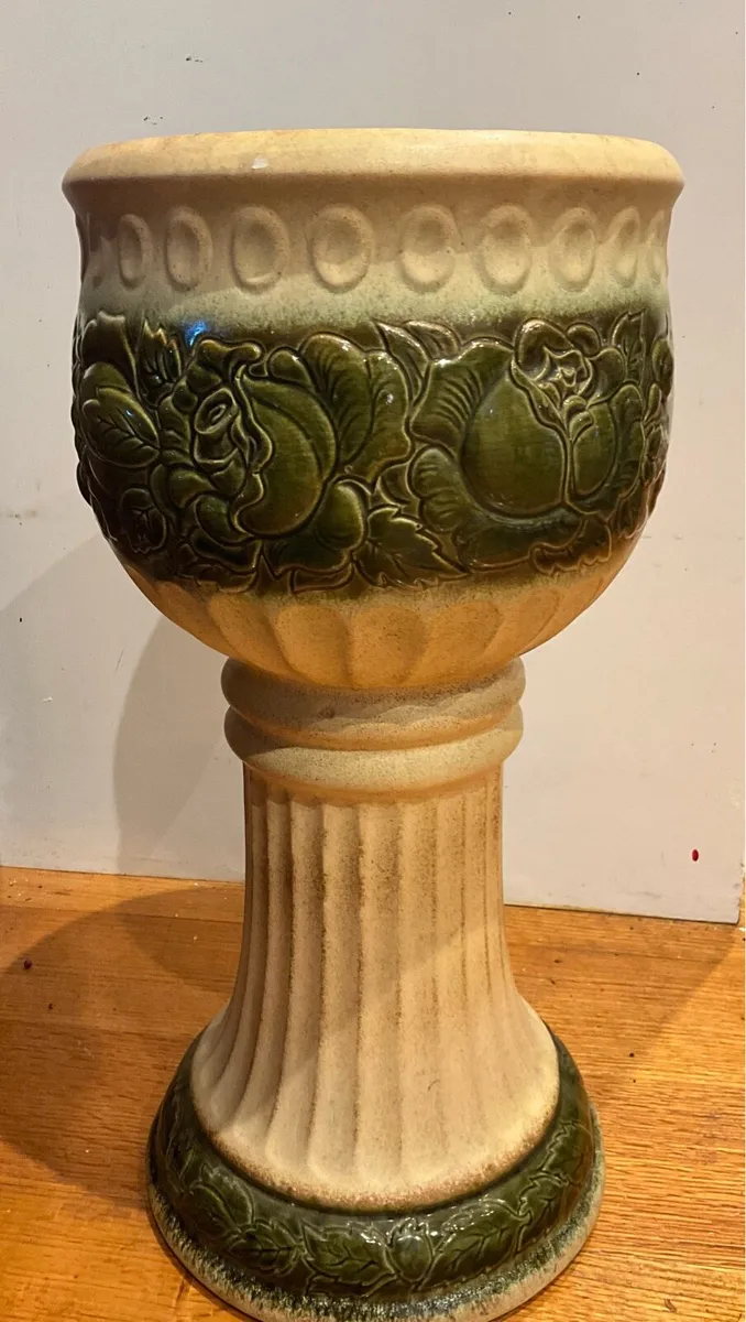 Vintage West German Ceramic Pedestal Planter - Image 2
