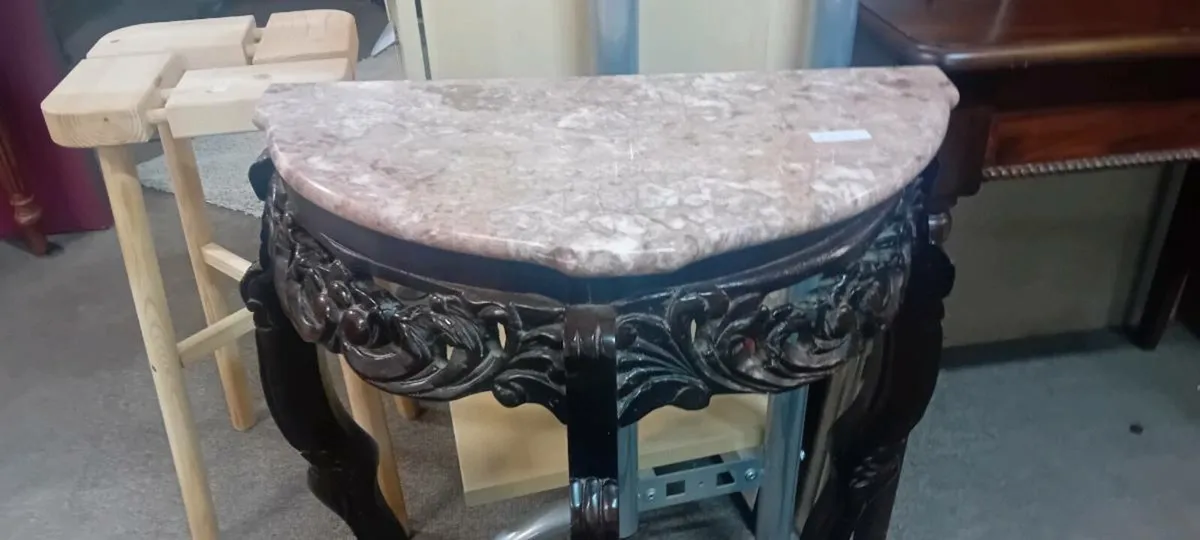 Reproduction Carved Mahogany Hall Table - Image 2