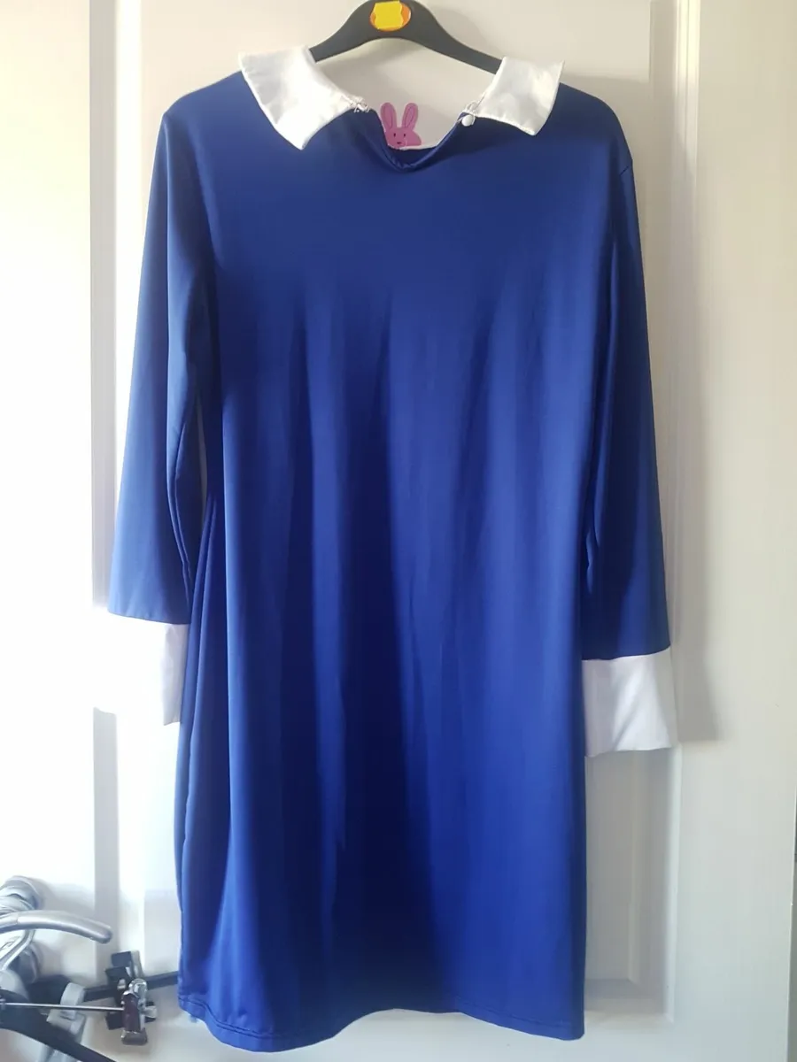 cobalt colour colar long sleeved dress size large - Image 1