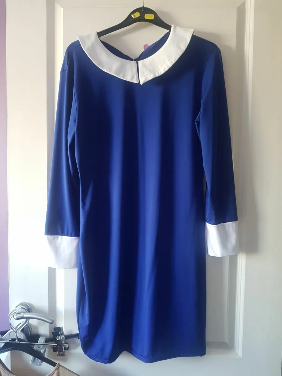 cobalt colour colar long sleeved dress size large - Image 2