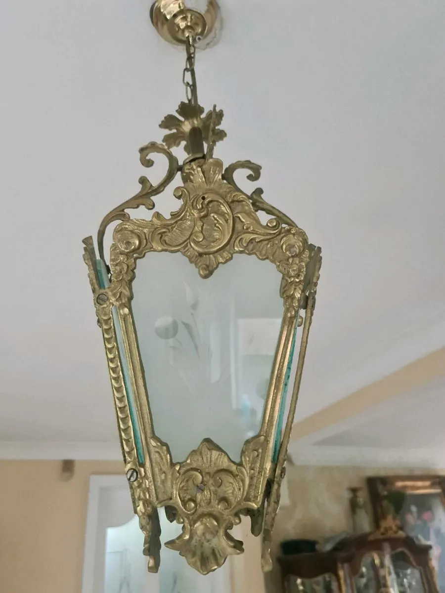 French vintage brass ceiling lamp POSTAGE AVAILABL - Image 1