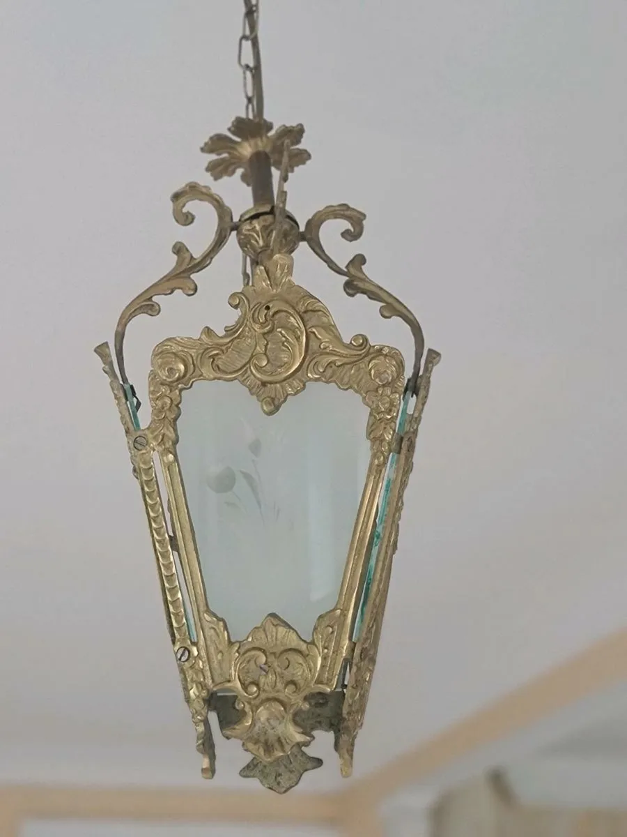 French vintage brass ceiling lamp POSTAGE AVAILABL - Image 2