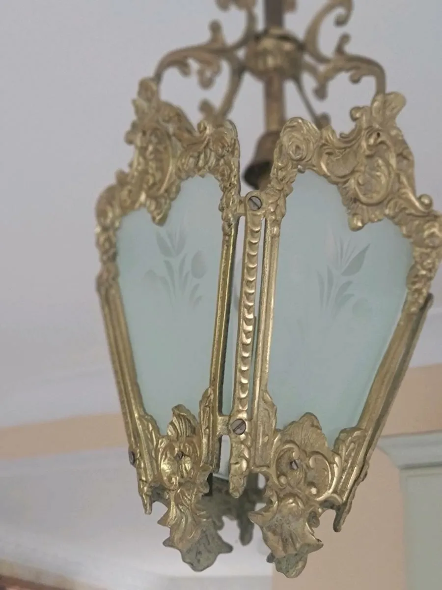 French vintage brass ceiling lamp POSTAGE AVAILABL - Image 3