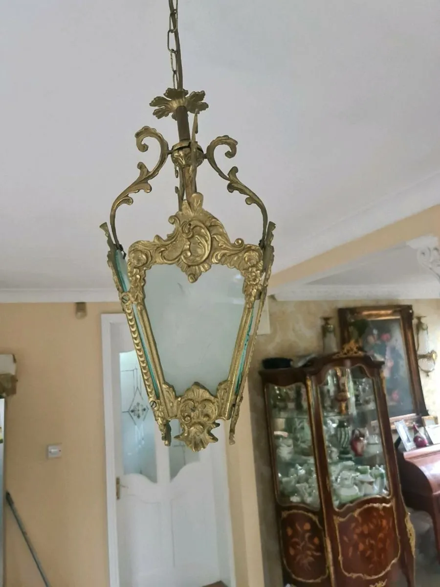 French vintage brass ceiling lamp POSTAGE AVAILABL - Image 4