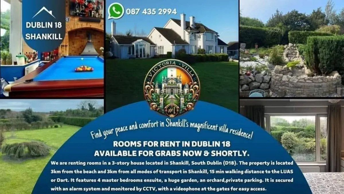 ROOMS FOR RENT DUBLIN 18 ENSUITE DOUBLE SINGLE - Image 1