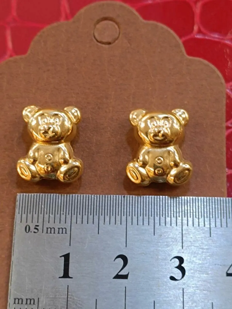 Teddy Bear Earrings, 18k Yellow Gold - Image 2