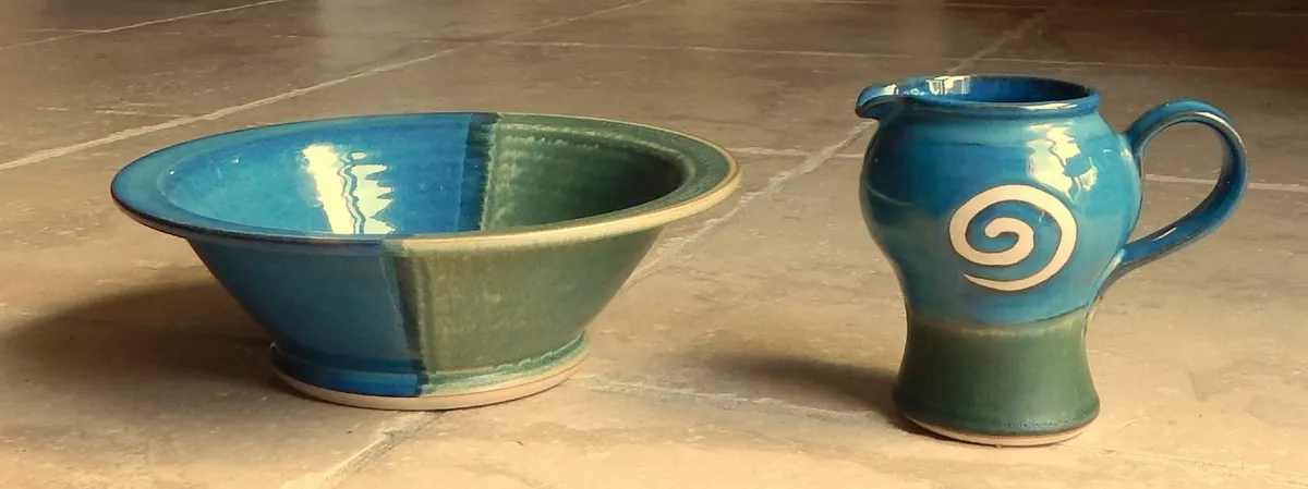 Jack O’Patsy Pottery Bowl and Milk Jug - Image 1