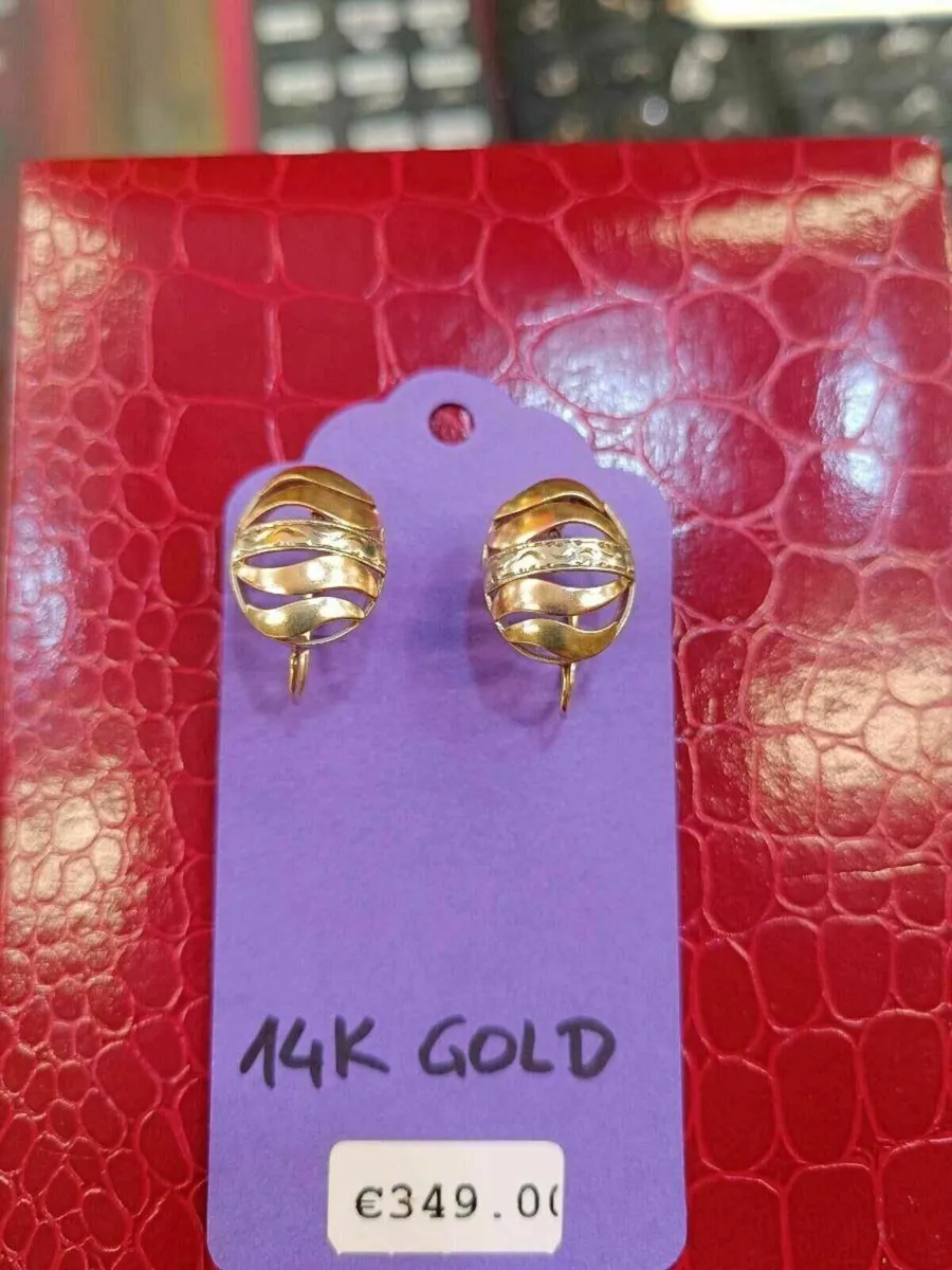 Vintage Gypsy Earrings, 14k 3 Tone Gold - Image 3