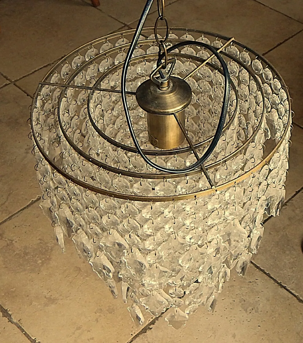 3-Tiered Acrylic Bead Chandelier, Metal Chain - Image 3