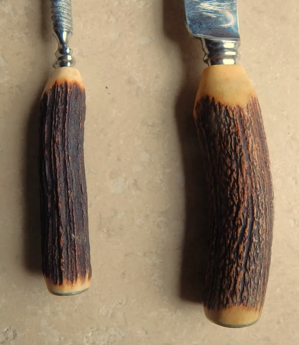 Sheffield Antler Handle Carving Knife & Steel - Image 4