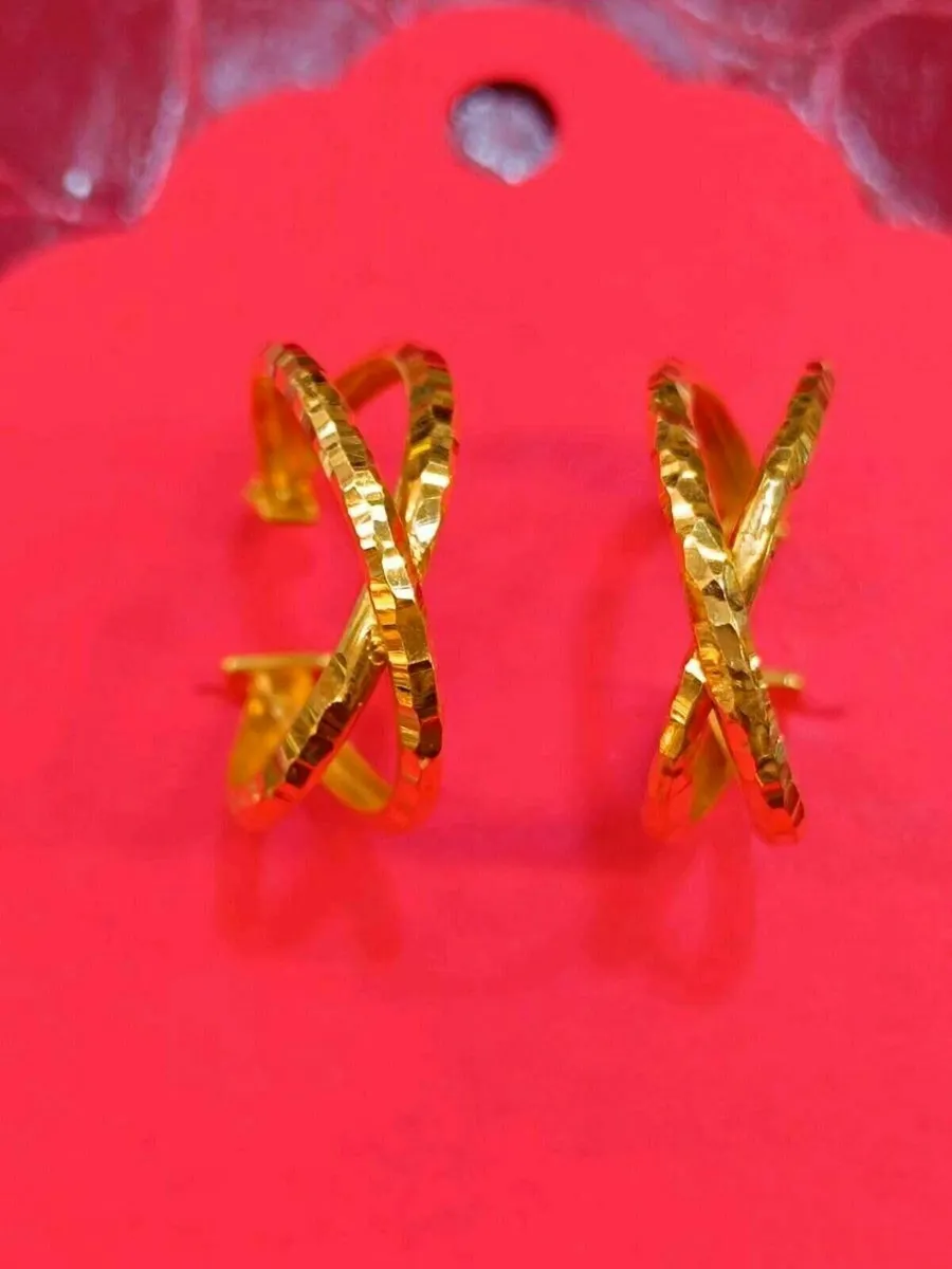 21 k Yellow Gold Earrings - Image 2