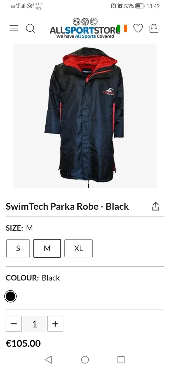 SwimTech Parka Robe - Black - Image 1