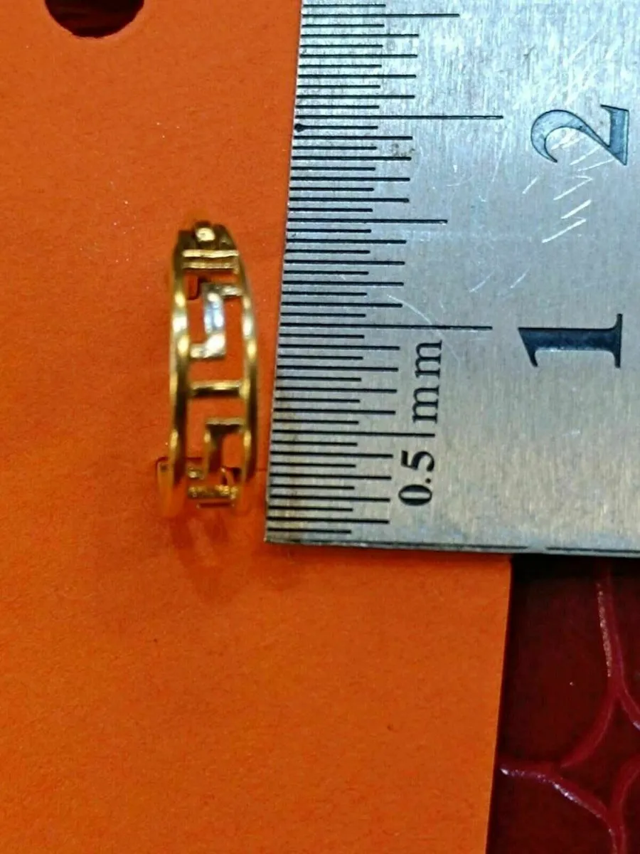 18k Yellow Gold Greek Key Hoops Earrings - Image 3