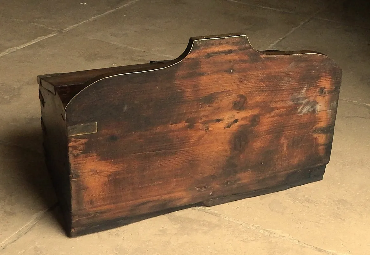 Vintage Oak & Brass Church Candle Box - Image 3