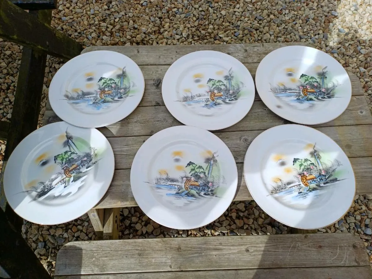 1940s Japanese Handpainted Dinner Plates - Image 1