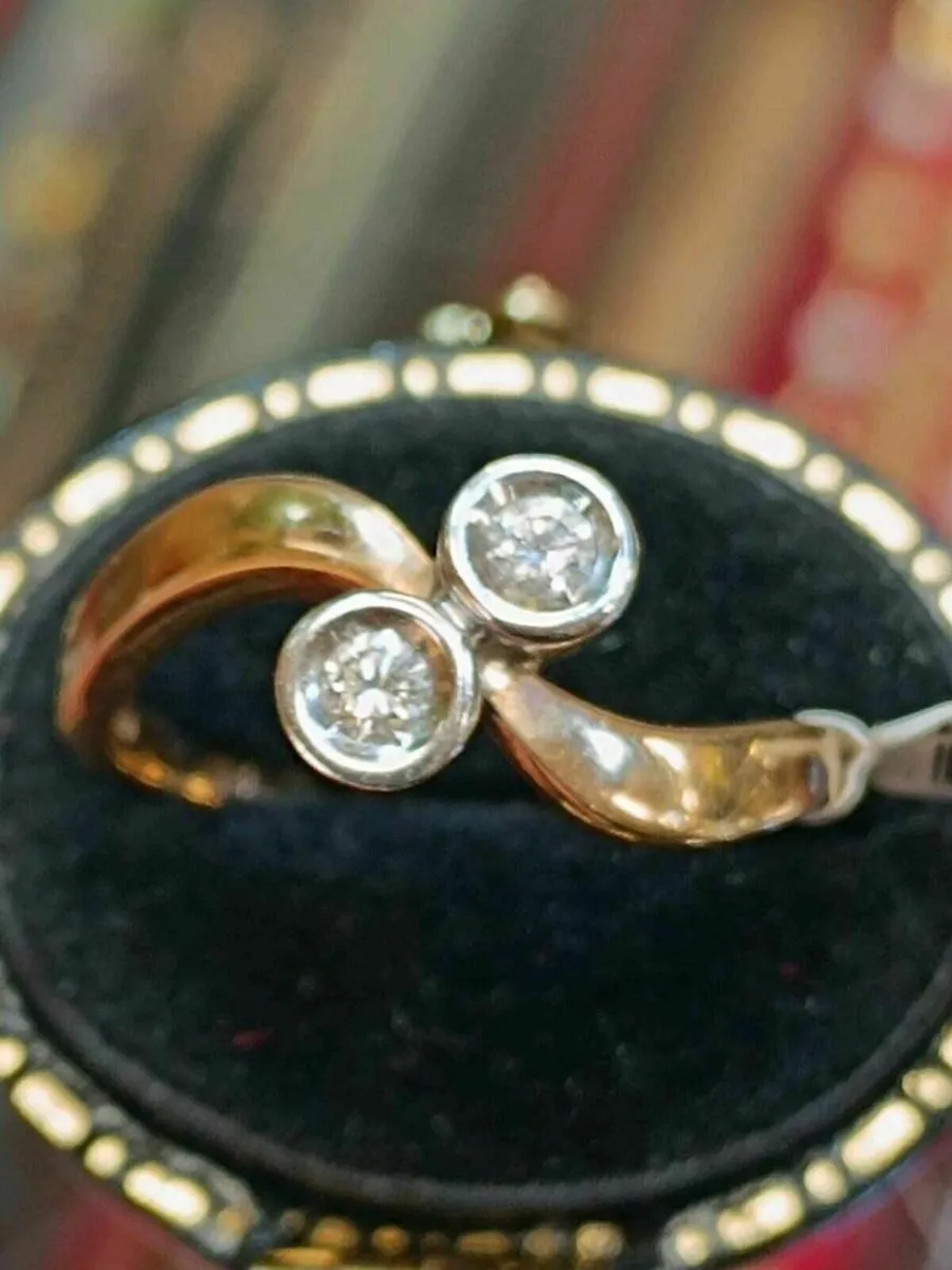 Vintage 14k Gold Diamond Toi et Moi Ring - Image 1