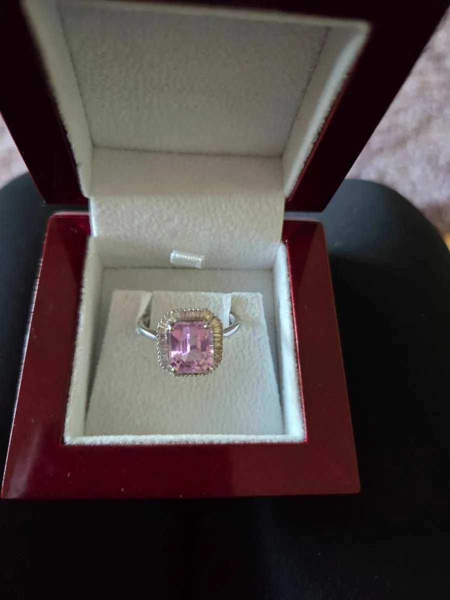 Diamond kunzite platinum ring - Image 3