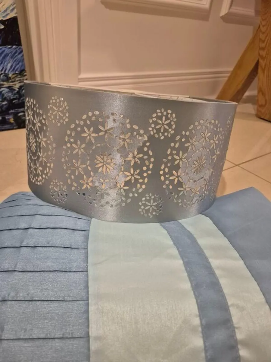 Duck egg eyelet curtains and Duckegg ceiling lampshade - Image 1