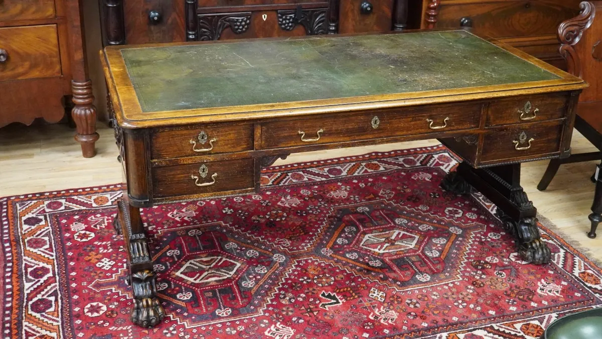 Victorian Oak Library / Writing Table - Image 2