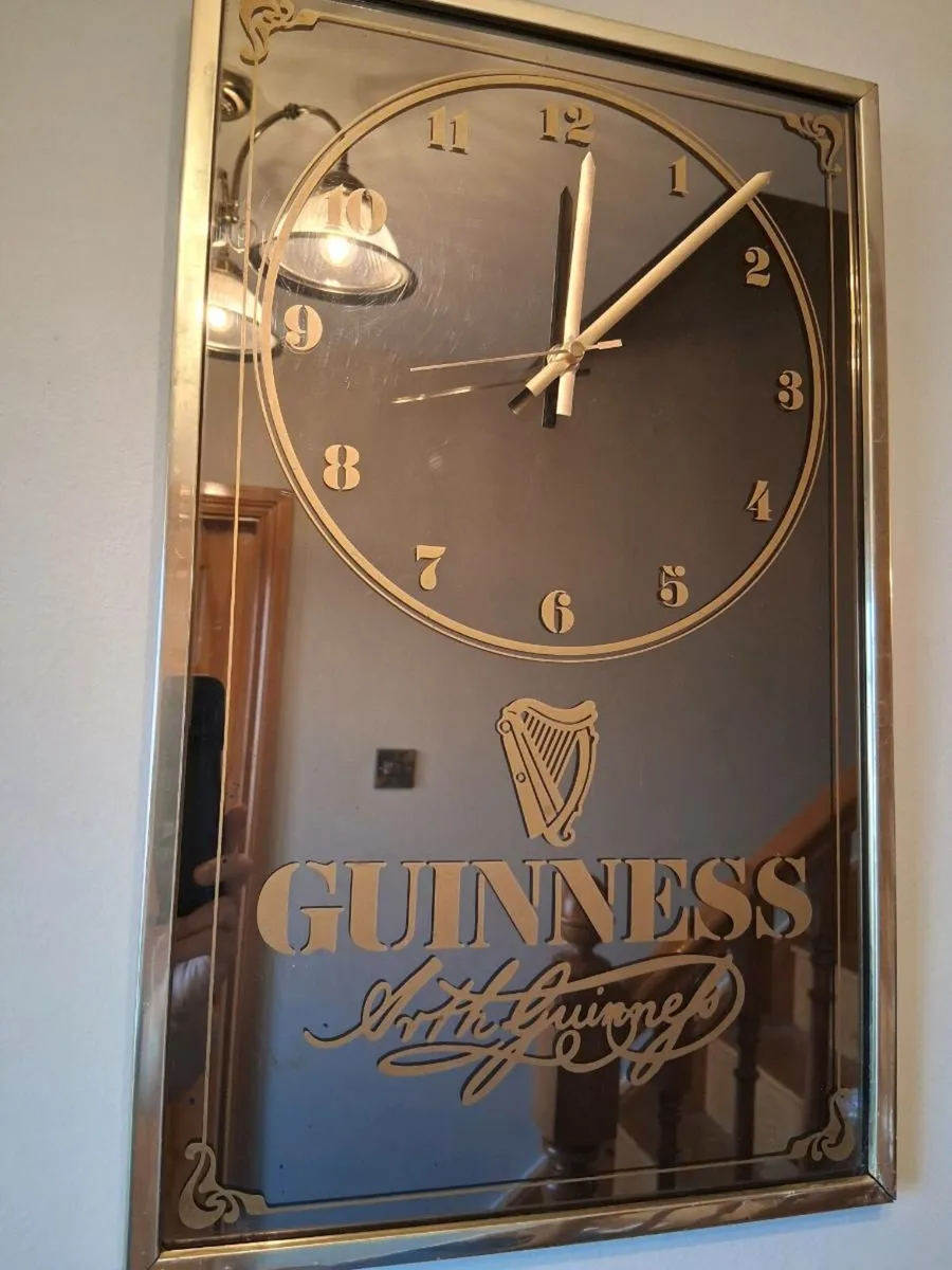 1970s Mirrored GUINNESS Wall Clock - Image 2
