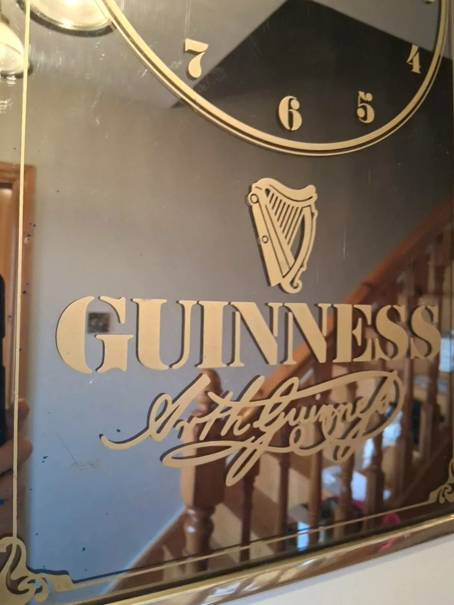 1970s Mirrored GUINNESS Wall Clock - Image 3