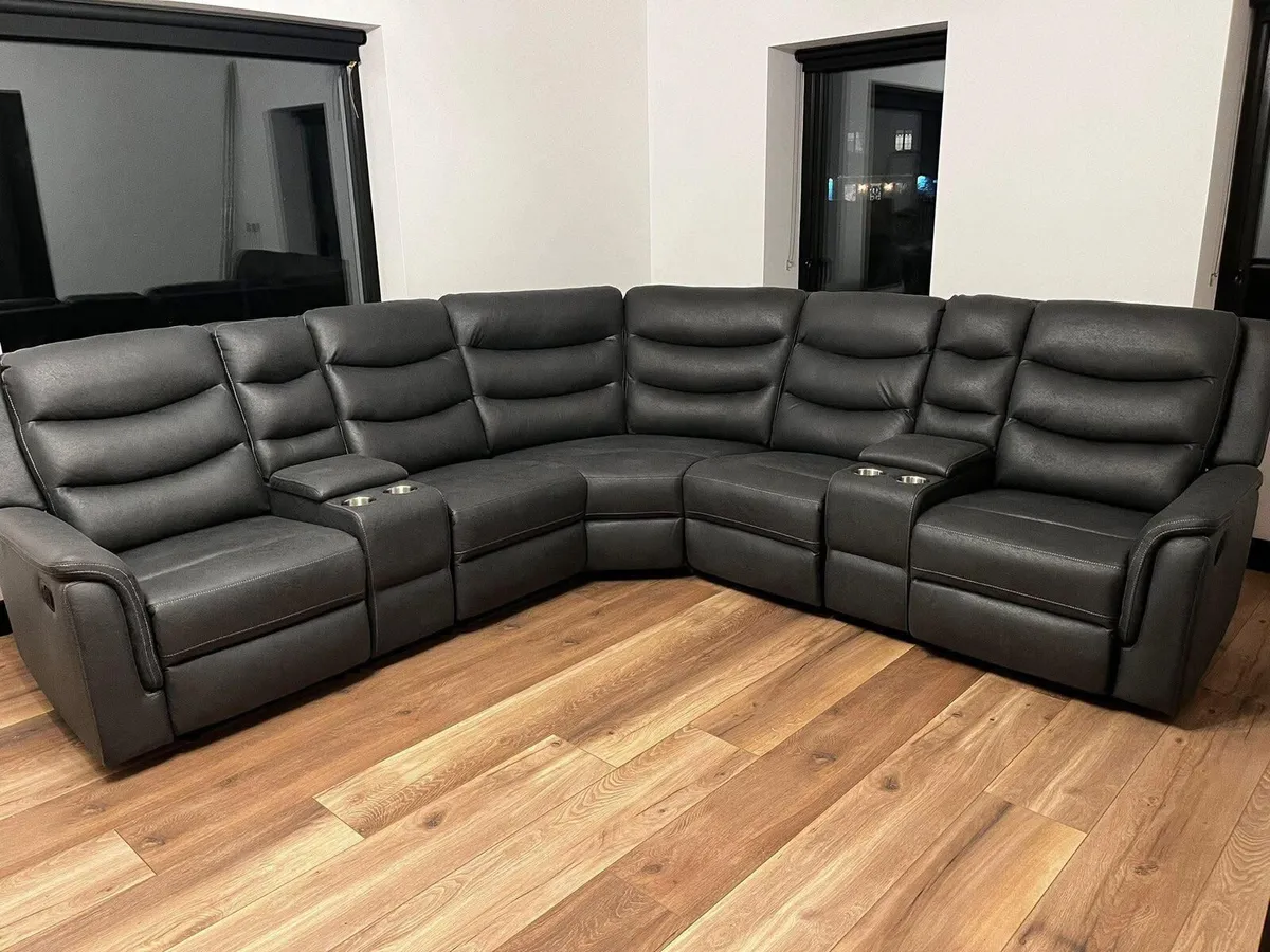 New Grey Micro Fabric Polly Recliner Sofa - Image 1