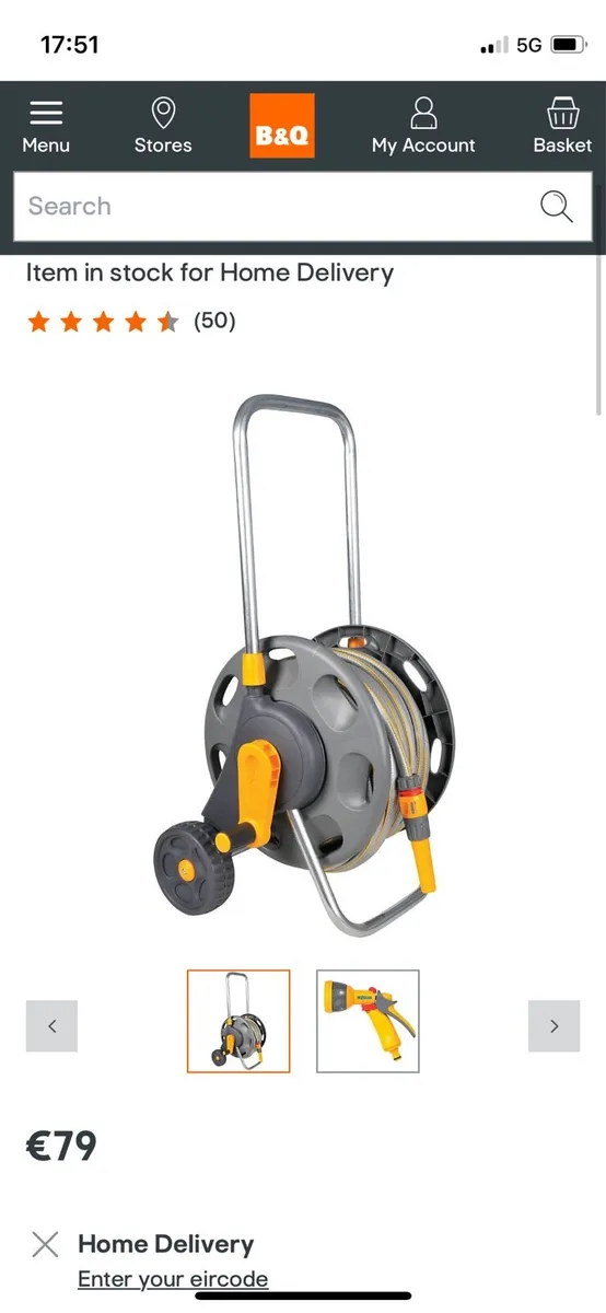 Hozelock Yellow & greyHose pipe + connector - Image 1